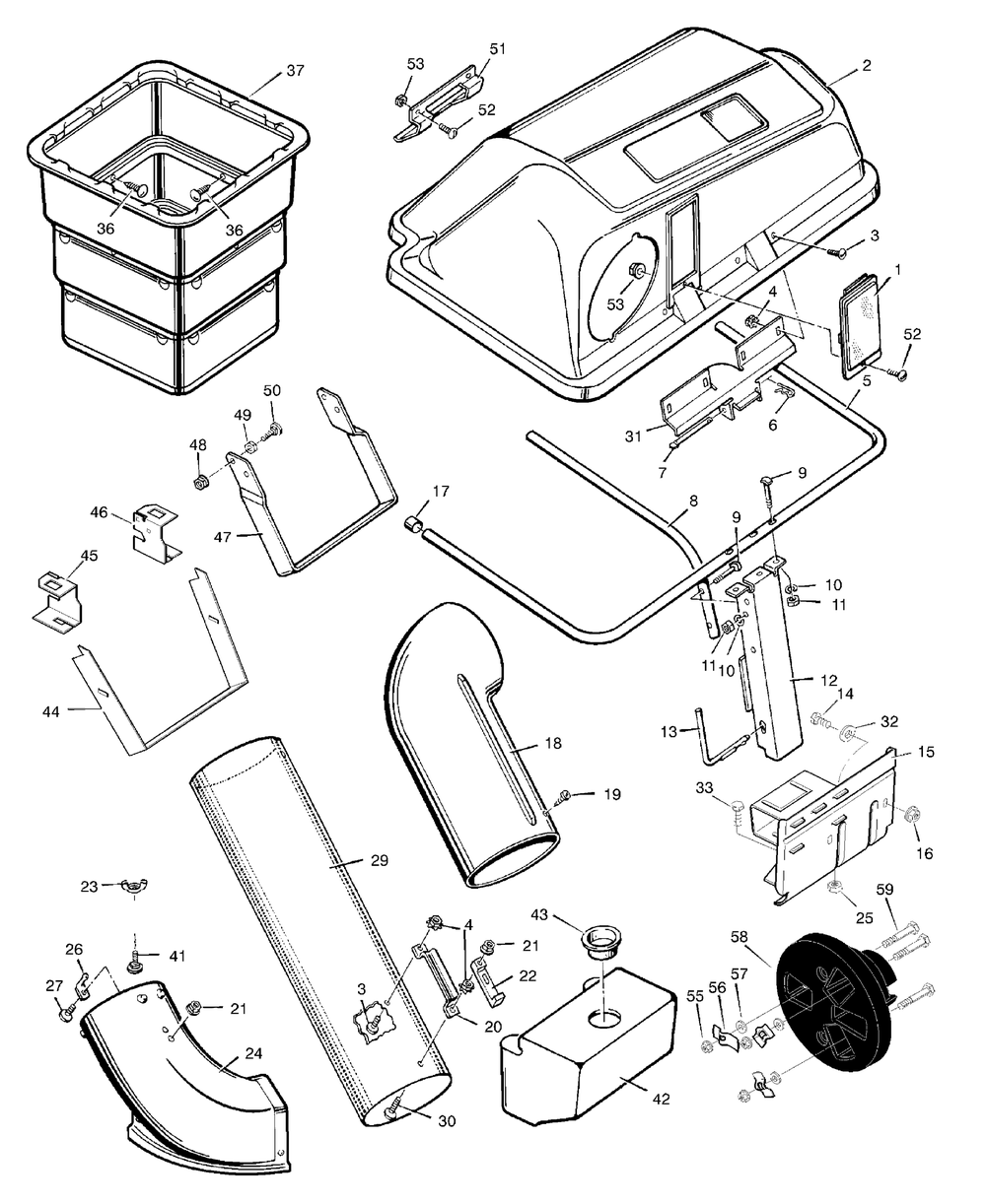 Grass Bagger Diagram and Parts List for 24742A 1997 Briggs and Stratton Lawn Tractor Accessories